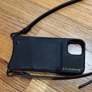 Bandolier Emma Black and pewter iPhone 15 plus Case with Strap